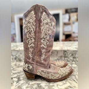 Corral Wedding Big Floral Embroidered Snip Toe Cowboy Boots